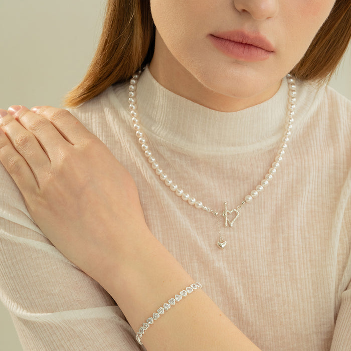 Amélie Pearl Heart Dangle Necklace