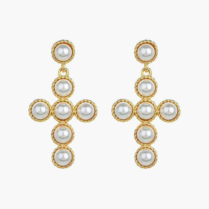 Victoria Cross Pearl Earrings