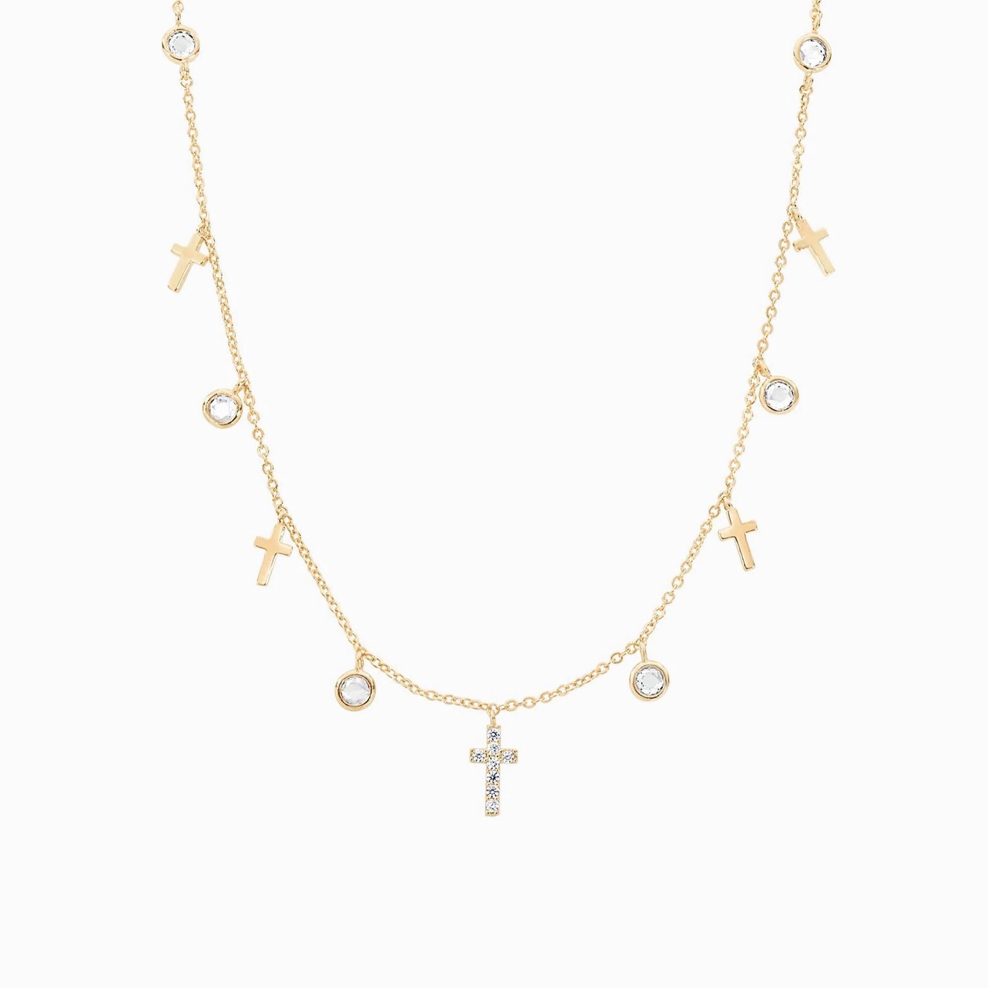 Dainty white gold hot sale cross necklace