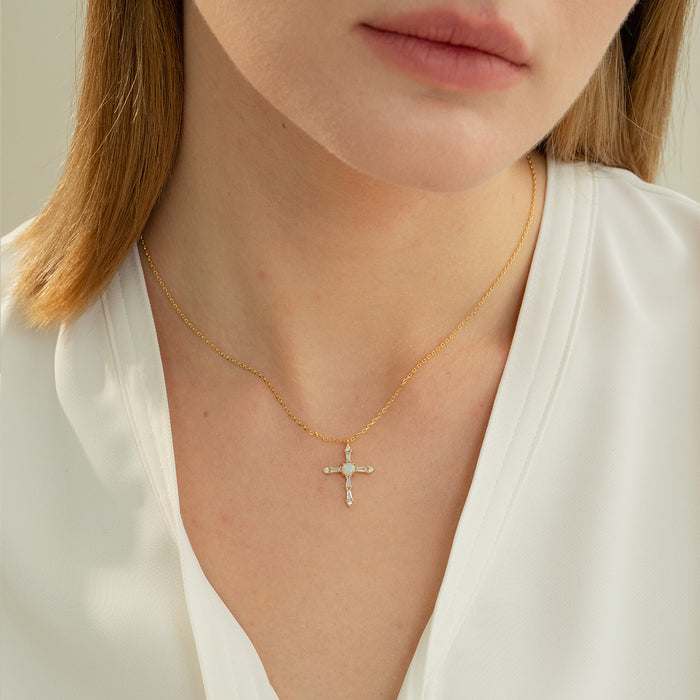 Opal Cross Necklace