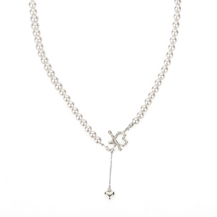 Amélie Pearl Heart Dangle Necklace