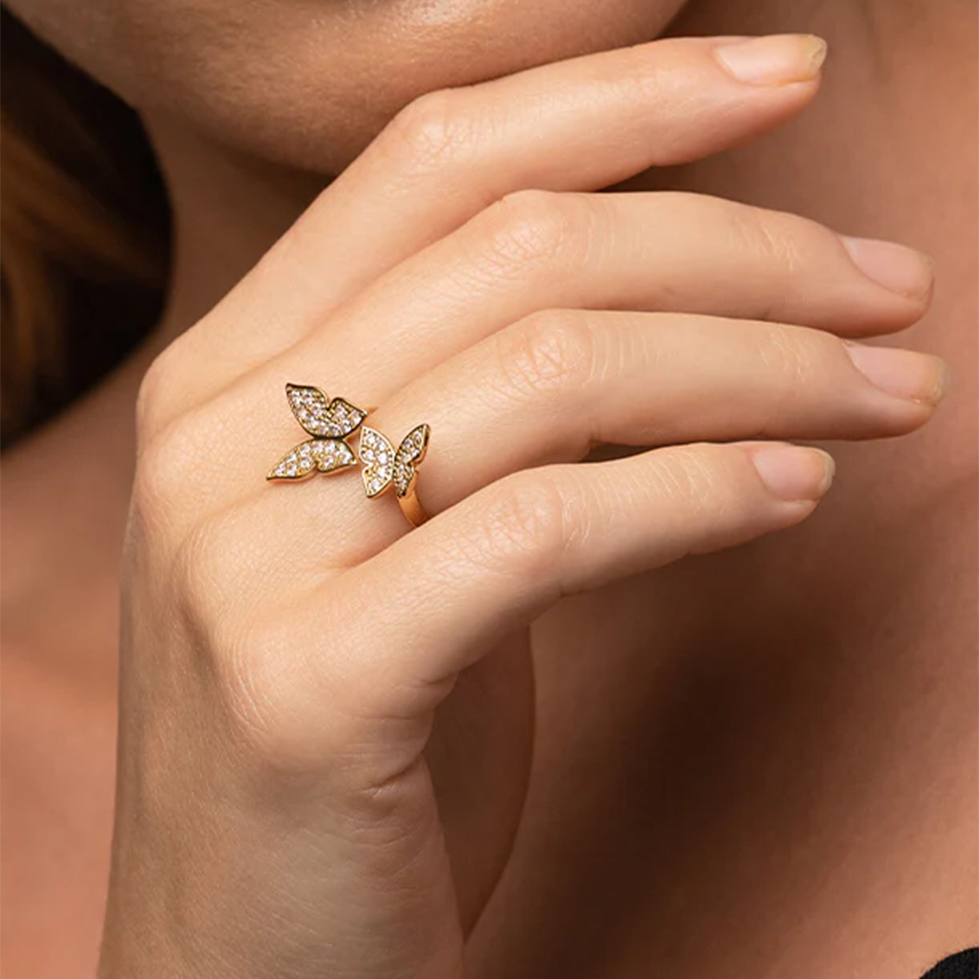 Butterfly Ring | Gold Butterfly Diamanté Ring | Adjustable Gold Ring | Open  Ring | Statement Butterfly Ri… | Gold butterfly ring, Butterfly ring, Hand  jewelry rings