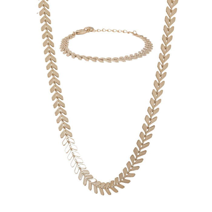 Elara Chevron Necklace & Bracelet Set Trendy Statement