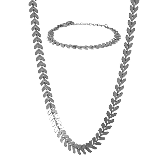 Elara Chevron Necklace & Bracelet Set Trendy Statement