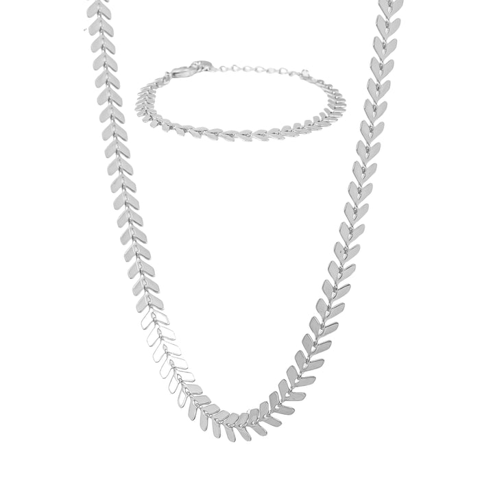 Elara Chevron Necklace & Bracelet Set Trendy Statement