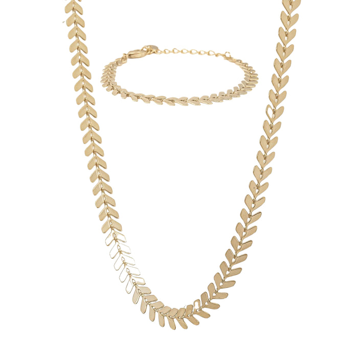Elara Chevron Necklace & Bracelet Set Trendy Statement