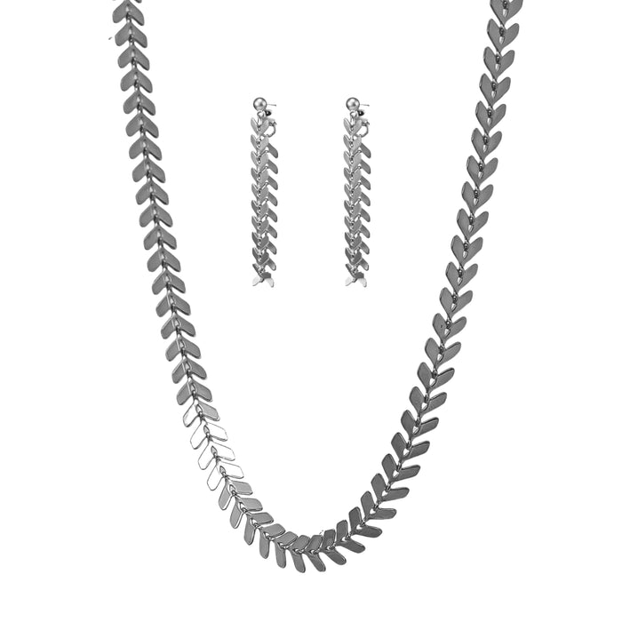 Elara Chevron Necklace & Earring Set
