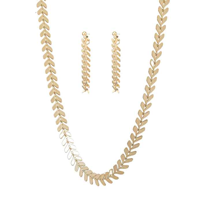Elara Chevron Necklace & Earring Set