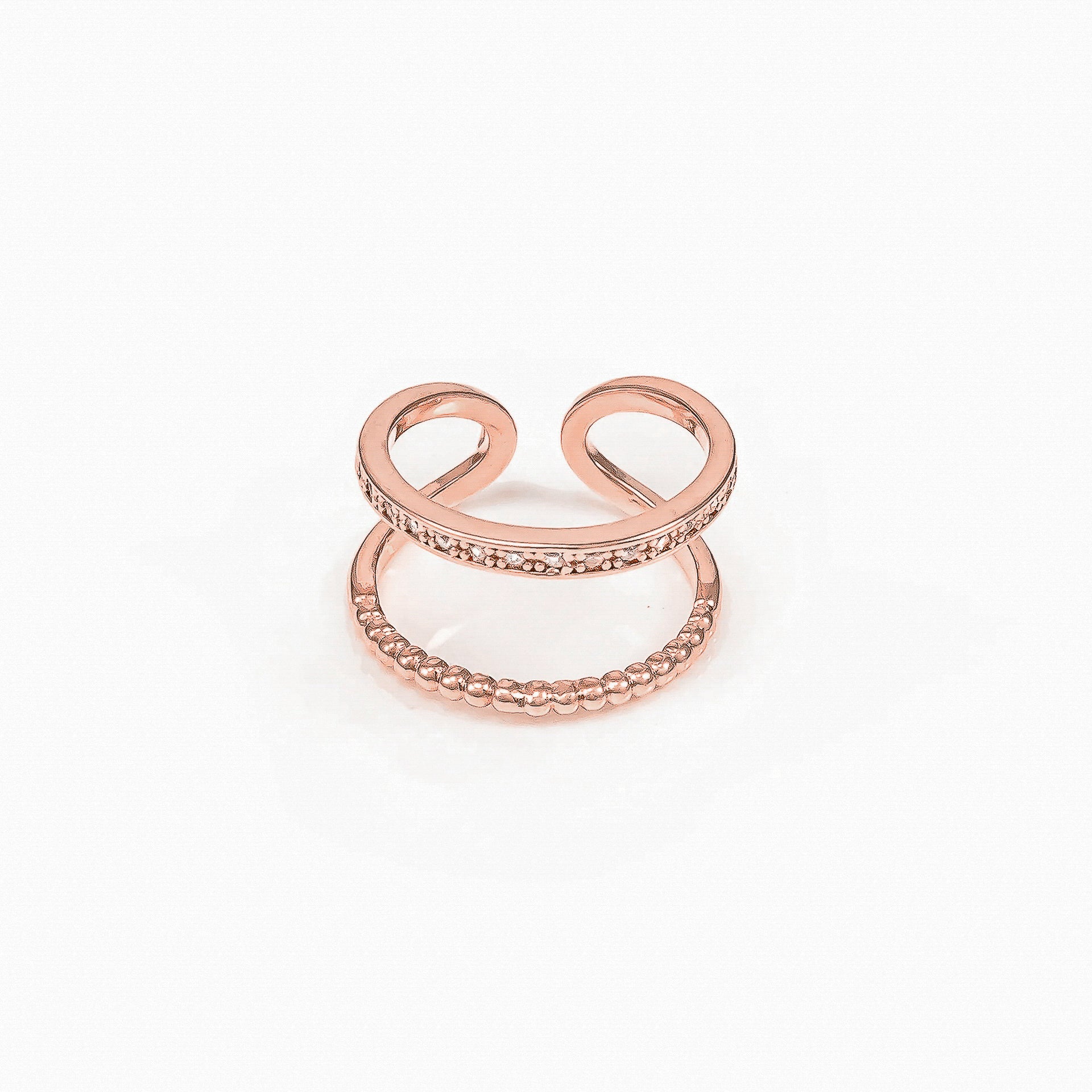 Gold plated double band ring featuring cubic zirconia | Laval Europe