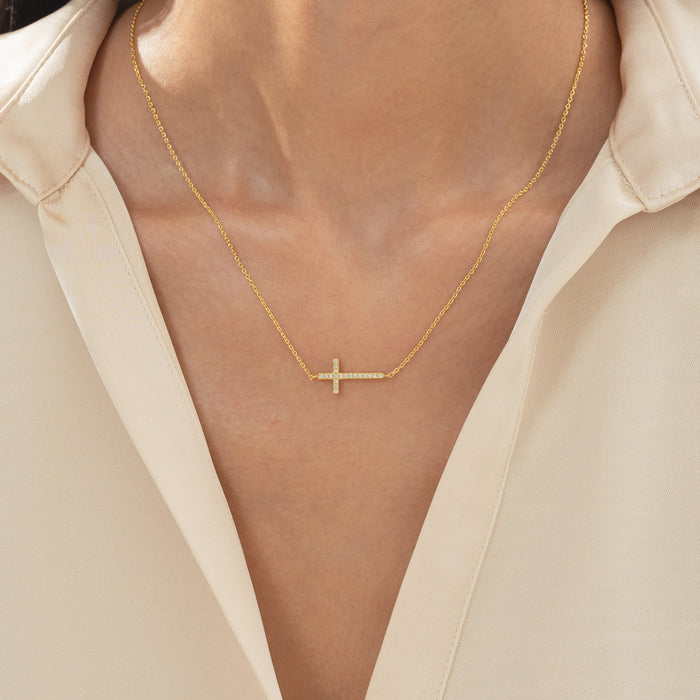 Elowen Horizontal Cross Necklace