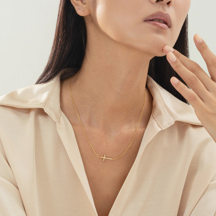 Elowen Horizontal Cross Necklace