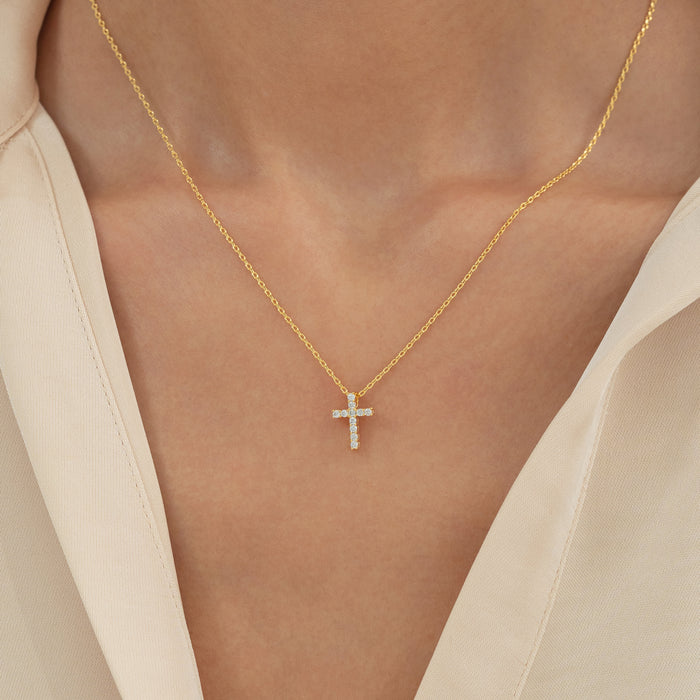 Aveline Crystal Cross Necklace