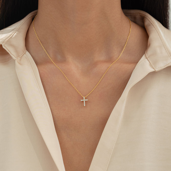 Aveline Crystal Cross Necklace