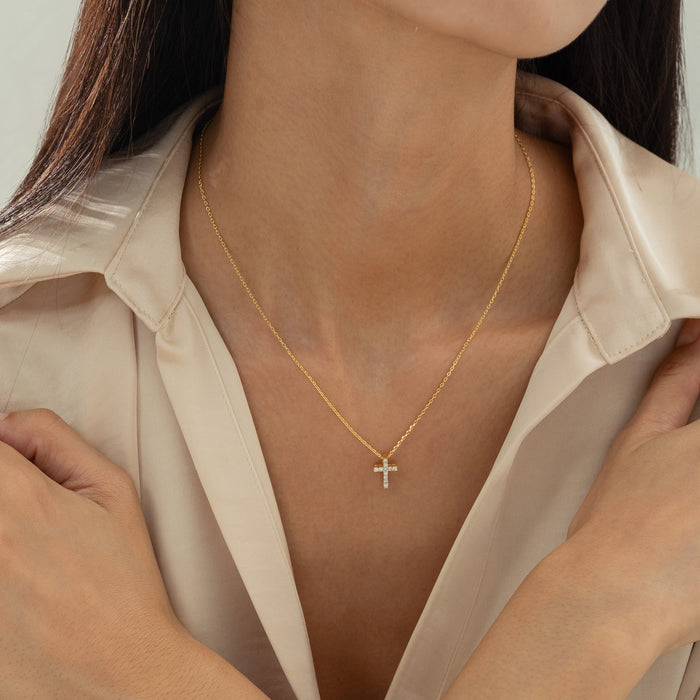 Aveline Crystal Cross Necklace