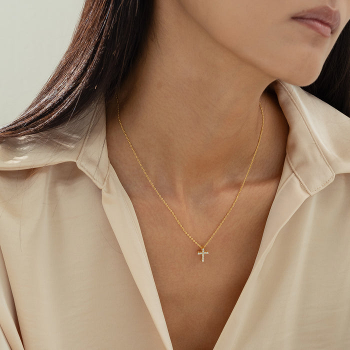 Aveline Crystal Cross Necklace