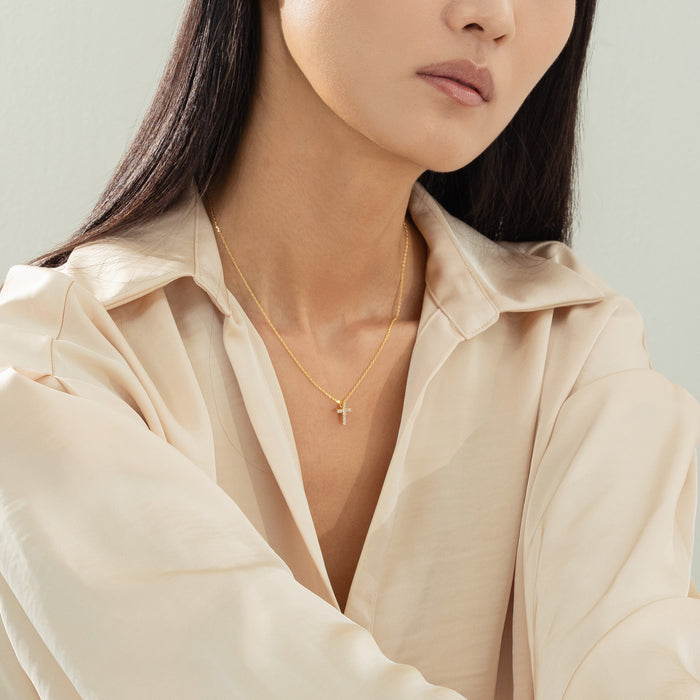 Aveline Crystal Cross Necklace