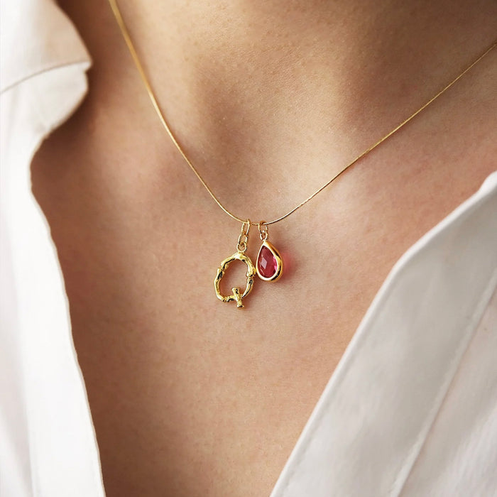 Personalized Initial Birthstone Necklace