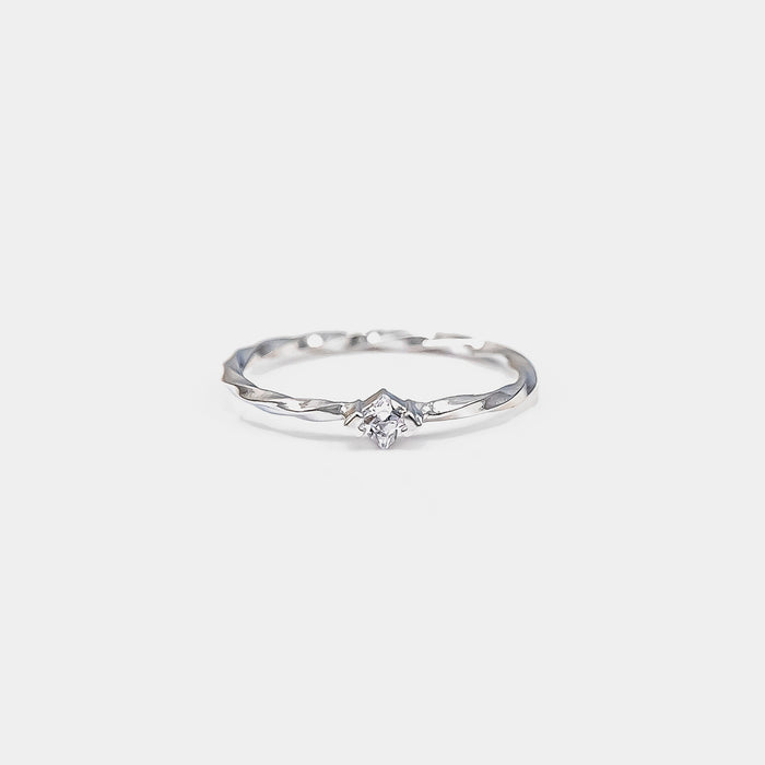 Thin Crystal Solitaire Ring