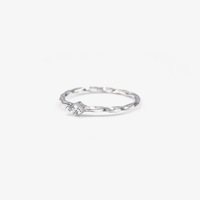 Thin Crystal Solitaire Ring