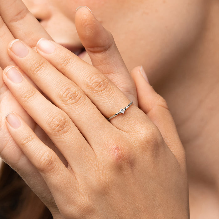 Thin Crystal Solitaire Ring