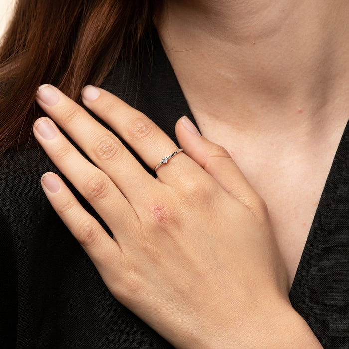 Thin Crystal Solitaire Ring