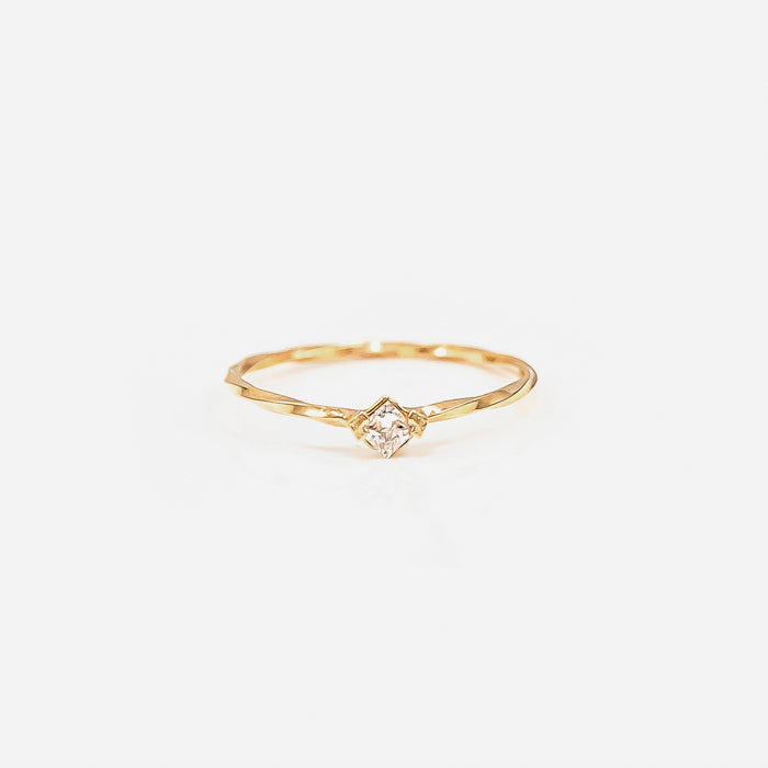 Thin Crystal Solitaire Ring