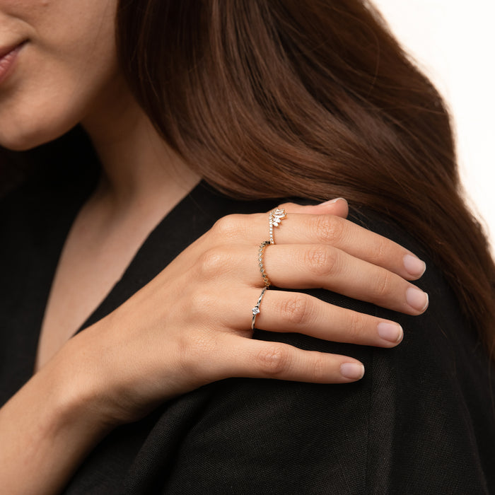 Thin Crystal Band Ring