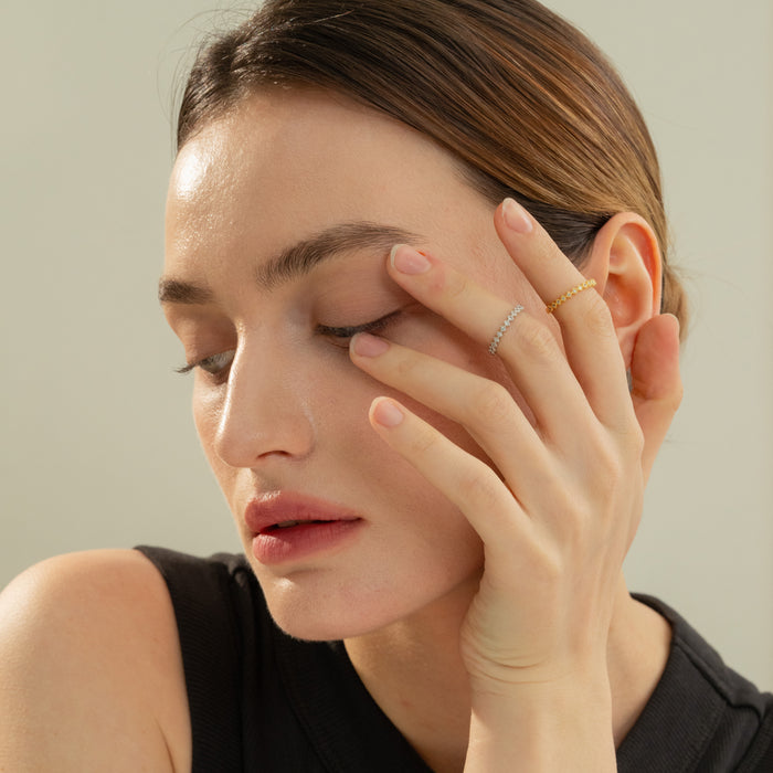 Thin Crystal Band Ring